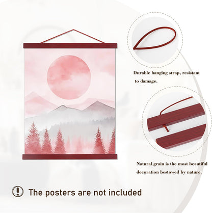 Artmag Magnetic Poster Hanger Frame, 28x22 28x40 28x29 Light Wood Wooden Magnet Canvas Artwork Print Poster Hangers Frames Hanging Kit (Mahogany, 28")
