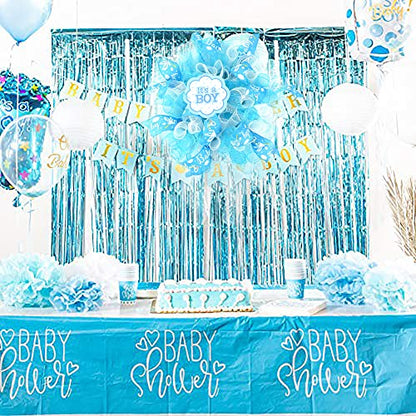 Baby Boy 2.5 Inch Burlap Wired Ribbon for Baby Shower (30 Foot)