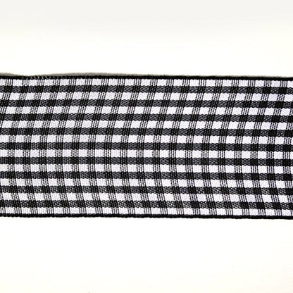 1.5 Inch Black and White Woven Edge Gingham Ribbon 25 Yards Each Roll 100% Polyester (75 Feet)