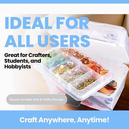 ArtBin 6890AG Small Project Box, Portable Art & Craft Organizer with Lift-Out Tray, [1] Plastic Storage Case, Clear