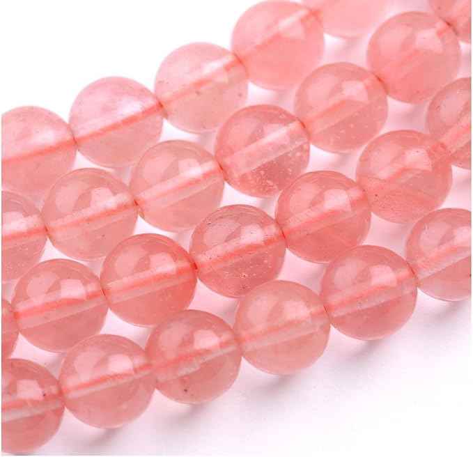 70pcs Synthetic Red Cherry Quartz Healing Gemstone 10mm (0.39 inch) Round Loose Beads Gem Stone Spacer for Craft Jewelry Making GF26-10
