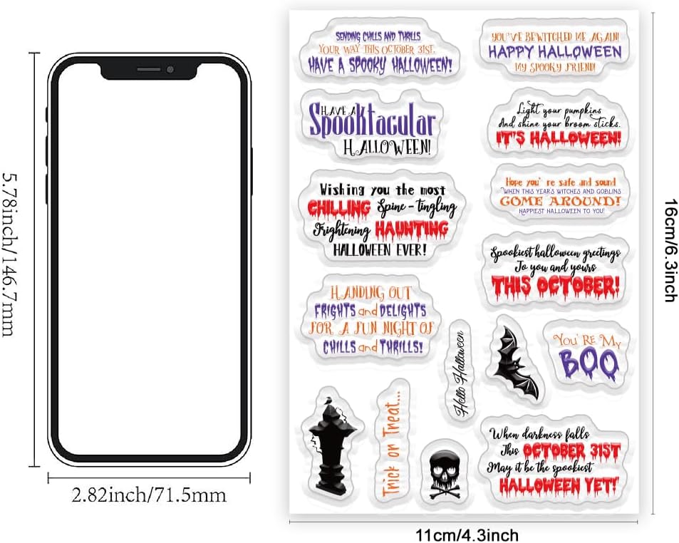 Halloween Words Clear Stamps for Card Making anding Halloween Alphabet Skulls Tombstones Bats Clear Stamps for Card Making Scrapbooking Crafting for DIY Paper Crafts Decoration - Crafty Corner