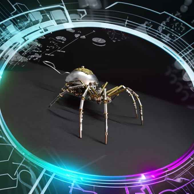 Steampunk Metal Insect Bug Mechanical Sculpture Insect 3D Metal Puzzle Spider Model Handmade for Man Entomology Learning,Gifts for Birthday(Long-Tailed Spider)