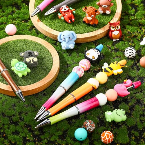 24Pcs 3D Animal Silicone Focal Beads for Pens (24 Count)