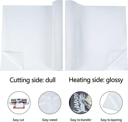 guangyintong Glitter White Heat Transfer Vinyl HTV Rolls, 12" x 8ft Iron on Vinyl for T Shirts Glitter White HTV Vinyl for All Cutter Machines Easy to Cut & Weed for Heat Vinyl Design