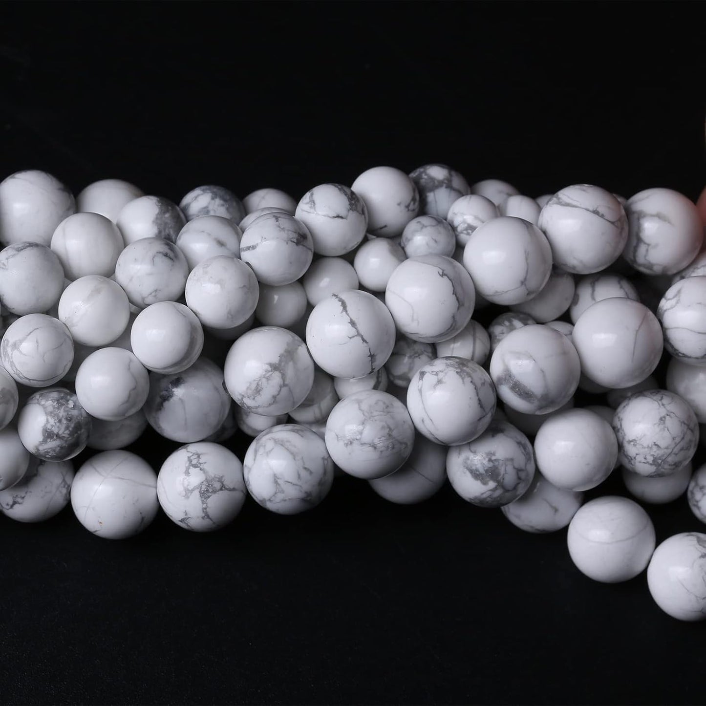60pcs 6mm AAA Natural Stone Beads White Howlite Turquoises Round Loose Beads for Jewelry Making DIY Bracelet (White Howlite Turquoises, 6mm)