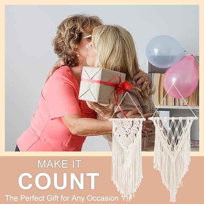 IFNUNLY 8 Set DIY Macrame Kit for Beginners Star Macrame Dream Catcher Handmade Macrame Plant Hanger Kit for Adults Wall Hanging Tapestry with Instruction Birthday Decor