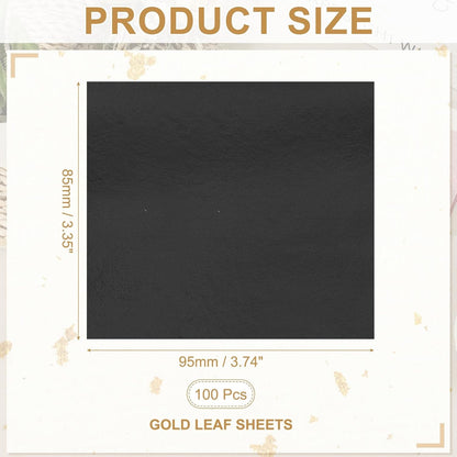 PATIKIL Gold Leaf Sheets for Art 3.7" x 3.4", 100 Pcs Gold Foil Sheet Metallic Leaf Papers for DIY Crafts Resin Furniture Nails Paintings Home Decoration, Black