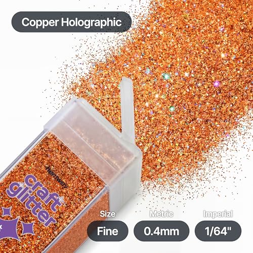 Craft Glitter Shaker Copper Holographic 130g Fine (3.8 Ounce)