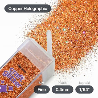 Craft Glitter Shaker Copper Holographic 130g Fine (3.8 Ounce)