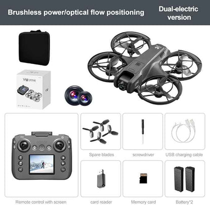 RC Drone with Screen Display Remote Control, Propeller Guard, Dual Camera, Speed Adjustment, Altitude Hold, One-Key Takeoff, 3D Flips, 2 Batteries, Helicopter Airplane, Hovering, Brushless Motor, APP Control, LED Lights, for Adult Beginners FPV Quadcop...