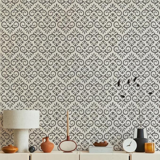 Damask Stencil Stencils for Crafts Reusable 7.8"x4"