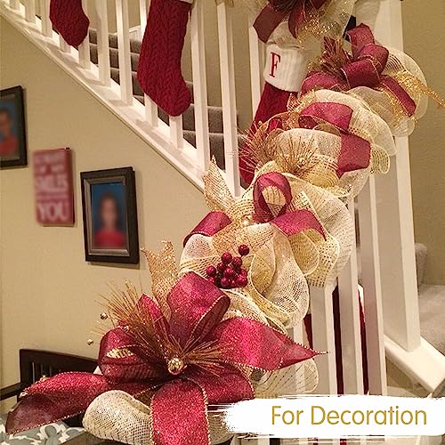 2 Rolls 10 Inch Burlap Natural Decorative Mesh Ribbon Rolls