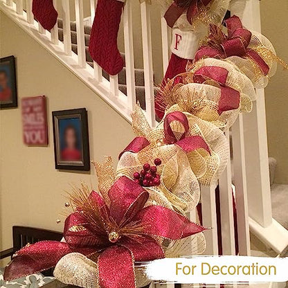 2 Rolls 10 Inch Burlap Natural Decorative Mesh Ribbon Rolls