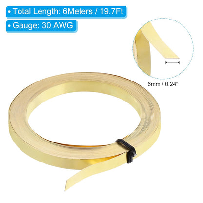 PATIKIL 19.7 Feet Brass Wire, 6mm Wide Bendable Brass Beading Wire 30 Gauge Flat Bezel for Jewelry Making DIY Sculpting Crafts