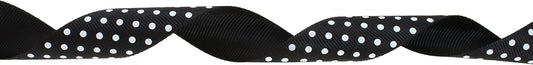Polka Dot Grosgrain Ribbon 25 Yard Each Roll 100% Polyester (1", Black) - Crafty Corner