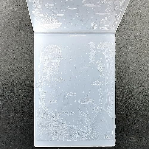 3D Texured Sea Fish Jellyfish Plastic Embossing Folders for Card Making Scrapbooking and Other Paper Crafts
