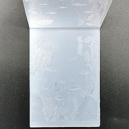 3D Texured Sea Fish Jellyfish Plastic Embossing Folders for Card Making Scrapbooking and Other Paper Crafts