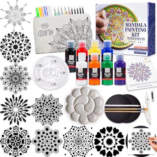 Complete Beginner's Mandala Painting 46 Piece Kit with Acrylic Paints