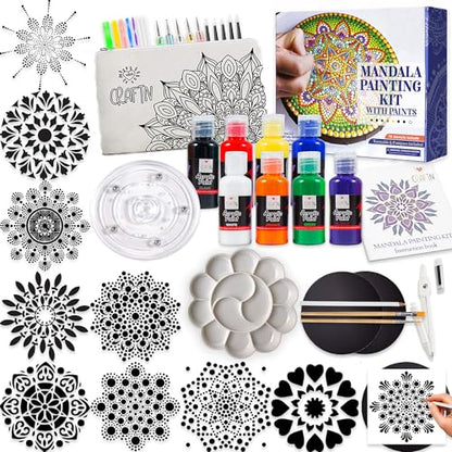 Complete Beginner's Mandala Painting 46 Piece Kit with Acrylic Paints