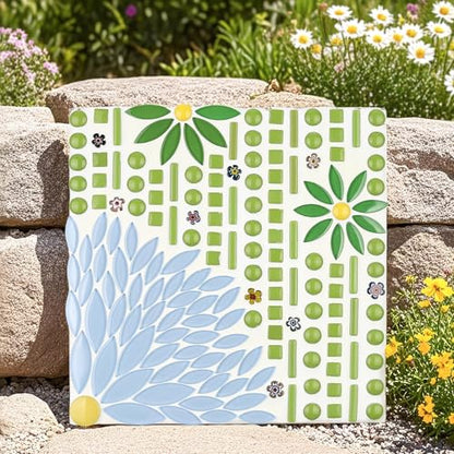 Blue Leaf Mosaic Tiles for Crafts