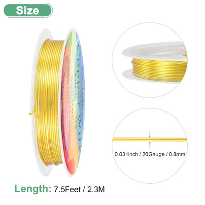 0.8 mm/20 Gauge Copper Wire for Jewelry Making, 7.5FT Copper Beading Craft Wire for Jewelry/Weaving/DIY Crafting/Planting, Color-Retaining [2.3 M, Gold Tone]