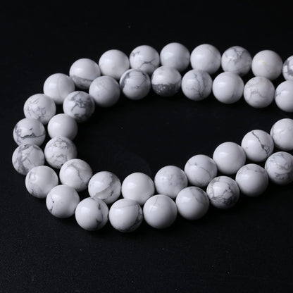 32pcs 12mm AAA Natural Stone Beads White Howlite Turquoises Round Loose Beads for Jewelry Making DIY Bracelet (White Howlite Turquoises, 12mm)