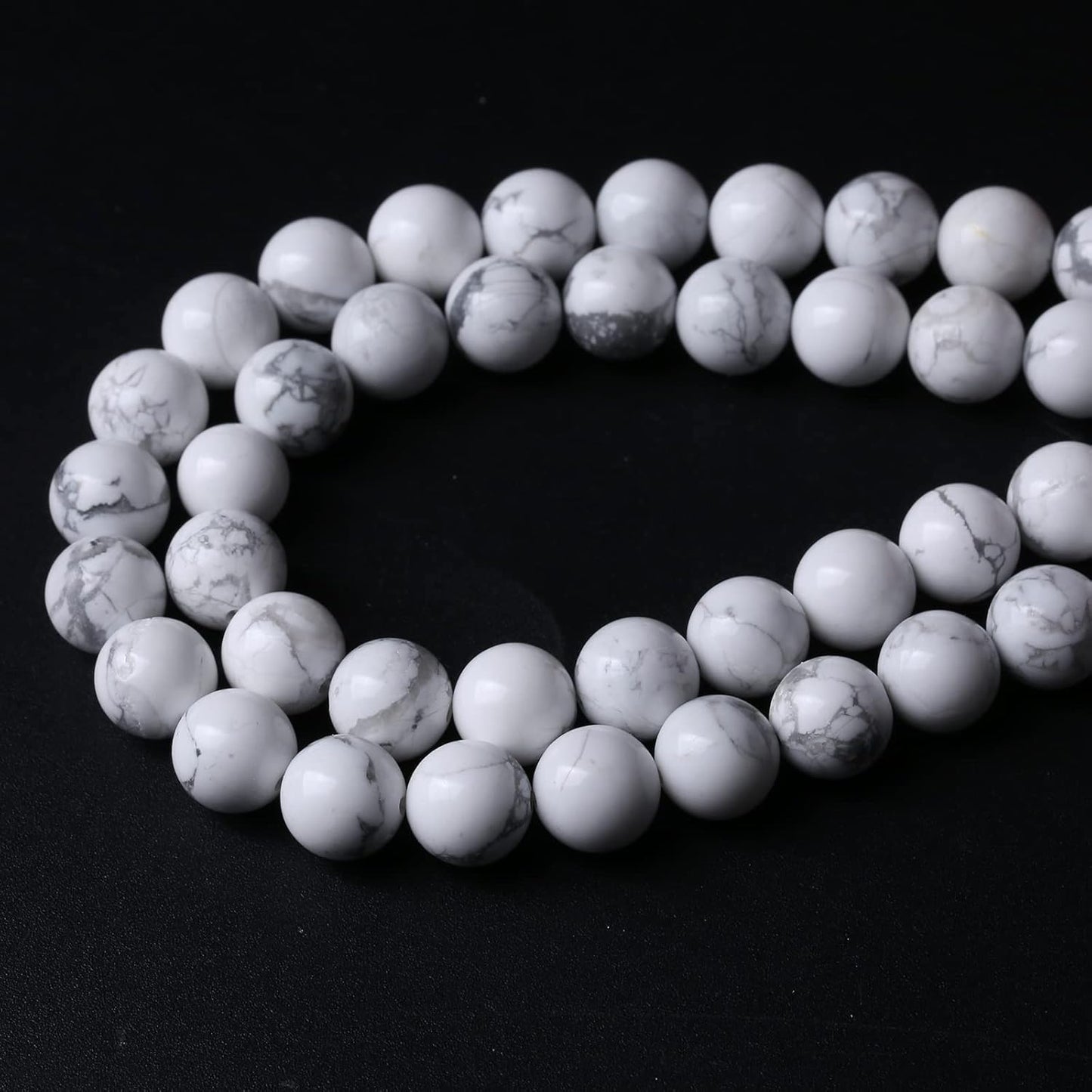 38pcs 10mm AAA Natural Stone Beads White Howlite Turquoises Round Loose Beads for Jewelry Making DIY Bracelet (White Howlite Turquoises, 10mm)
