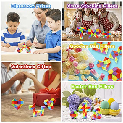 30 Pack Medium Snake Cube Fidget Toys Stocking Stuffers for Kids (30 Count)