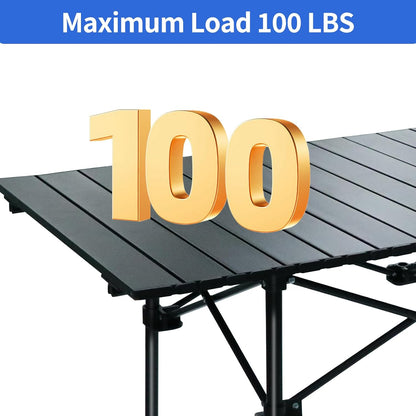 Camping Table 4Ft Folding Table Folding Picnic Aluminum Roll up Camp for Outdoor Beach Grill BBQ Travel Black