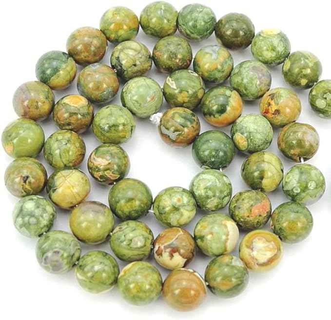 90pcs Adabele Natural Green Rhyolite Rainforest Jasper Healing Gemstone 4mm (0.16 inch) Small Round Beads Gem Stone Spacer for Craft Jewelry Making GF4-4