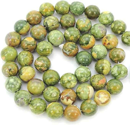 90pcs Adabele Natural Green Rhyolite Rainforest Jasper Healing Gemstone 4mm (0.16 inch) Small Round Beads Gem Stone Spacer for Craft Jewelry Making GF4-4