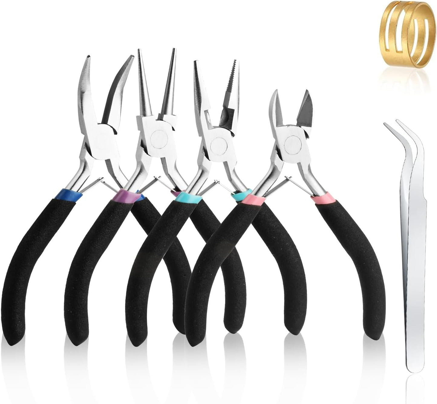 4 Pack Jewelry Making Pliers Tools Set, Jewelry Pliers with Needle Nose, Round Nose Pliers,Crafts Matte Handle - Crafty Corner