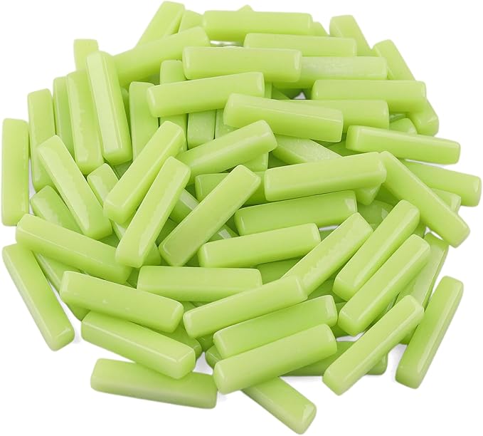 Youway Style Green Mosaic Tiles for Crafts Bulk,150g Strips Shapes Mosaic Glass Pieces for Crafts DIY Spring Mosaic Art Decor,Mosaic Kit Supplies