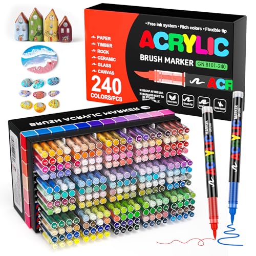 Acrylic Paint Markers for Coloring 240 Colors with 30% More Ink (240 Count)
