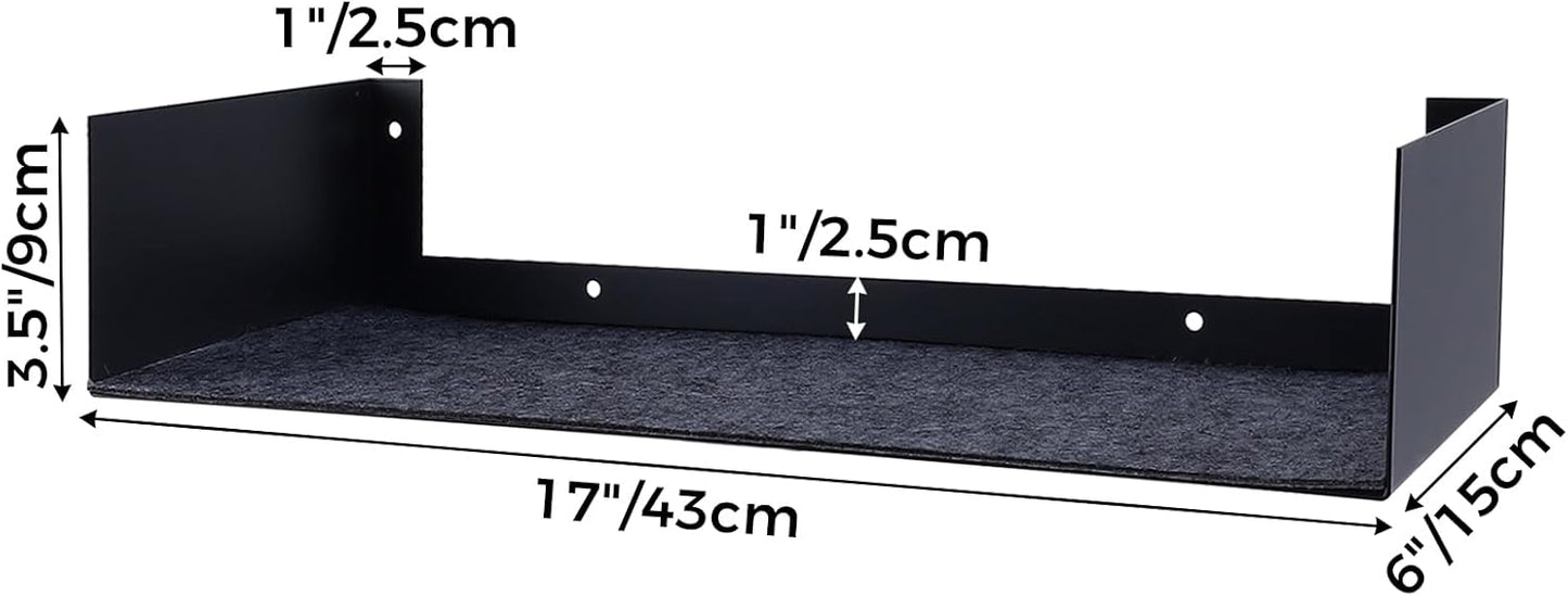 U Shape Floating Shelves Wall Mount Metal Bookshelf CD DVD Storage Display Shelves, Black Set of 4