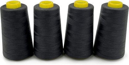 Tortoise 4 Cones of 3000 Yards Each Spool Thread for All Purpose, Quilting, Serger, Overlock Sewing Machines - 100% Polyester - Iron Grey