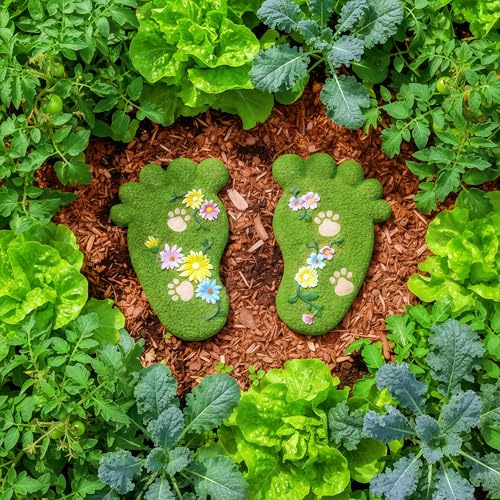 Outdoor Non Slip Stepping Stone Garden Decoration Stone Footprint Shape2PS (2 Count)