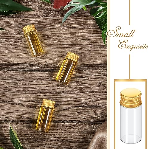 100 Pcs Small Clear Vials Spice Mini Jars with Lids Mini Glass Bottles with Screw Aluminum Metal Caps Tiny Jars Sample Containers for Powder Cream Cosmetic Jewelry Wedding (100 Count)