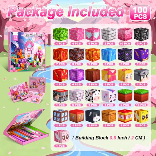 100PCS Magnetic Blocks for Girls (100 Count)