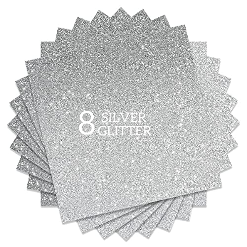 Silver Glitter HTV Heat Transfer Vinyl Bundle 8 sheets