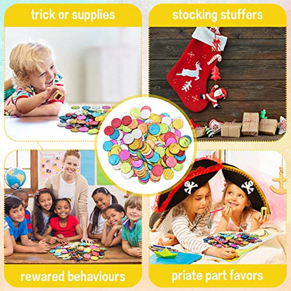 2000 Pcs Caught Being Good Coins for Classroom Behavior Tokens Incentives and Teacher Handout Rewards Colored Pretend Coin Carnival Halloween Party Counting