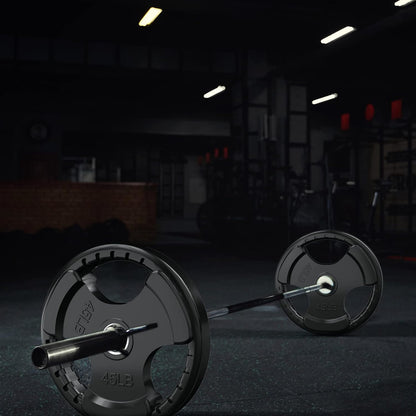 RitFit Olympic Rubber Grip Plates for Barbell, 2-Inch Weight Plates for Weightlifting and Strength Training in Home & Gym, Single, Pair and Sets(2.5/5/10/25/35/45 LB)