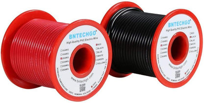 BNTECHGO 20 Gauge PVC 1007 Solid Electric Wire Red and Black Each 100 ft 20 AWG 1007 Hook Up Tinned Copper Wire