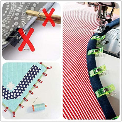 Bias Tape Maker Set 6mm 9mm 12mm 18mm 25mm Fabric Bias Binding Maker with 100pcs Colorful Multipurpose Sewing Clips for DIY Sewing Crafting Quilting Tools Kit