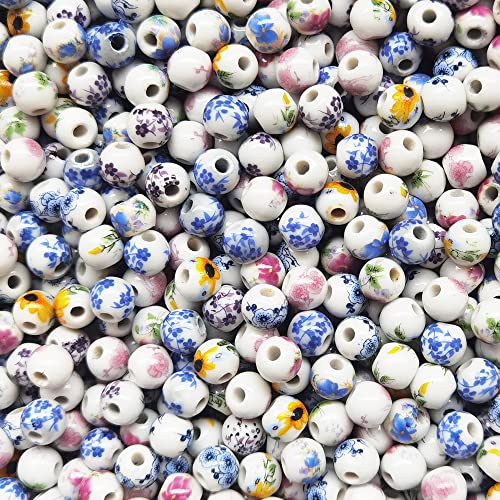 180 Pieces Porcelain Beads Chinese Round Ceramic Beads 8mm (180 Count)