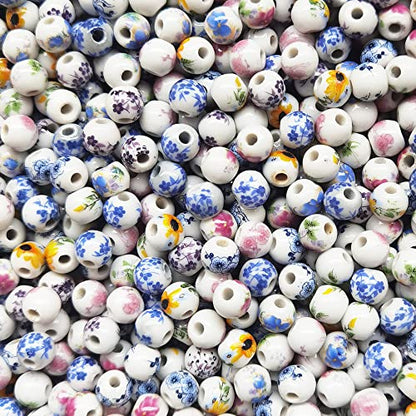 180 Pieces Porcelain Beads Chinese Round Ceramic Beads 8mm (180 Count)