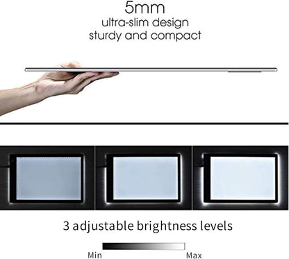 Light Box Drawing Pad, Tracing Board with Type-C Charge Cable and Brightness Adjustable for Artists, AnimationDrawing, Sketching, Animation, X-ray Viewing (A4) Not Rechargeable