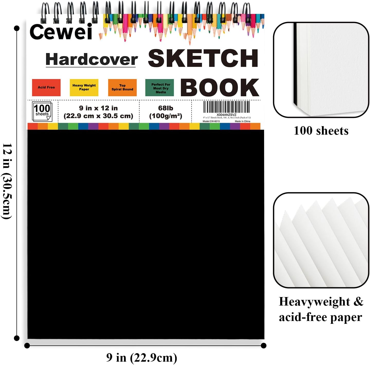 9" x 12" Sketch Book, Top Spiral Sketchbook, 100 Sheets Sketch Pad, (68 lb/100 GSM) Drawing Paper Pad, Drawing Pad for Kids, Artist Sketchbook for Drawing, Illustration & Art Supplies. - Crafty Corner