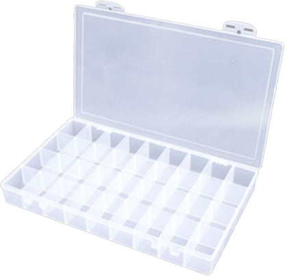 Feadily 1PCS 36 Grids Large Plastic Organizer Box with Dividers, Compartment Organizer Box for Nail Accessories/Screw/Sewing Arts and Oil Paint, Bead Storage Containers 14.9" x 9.2" x 1.9" (Clear)